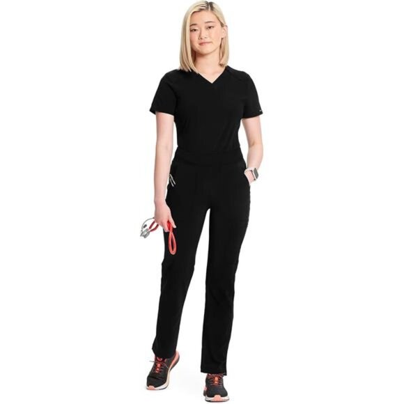 Women's Scrub Pant Mid Rise Tapered Leg Pull-on Bottom - Picture 3 of 7